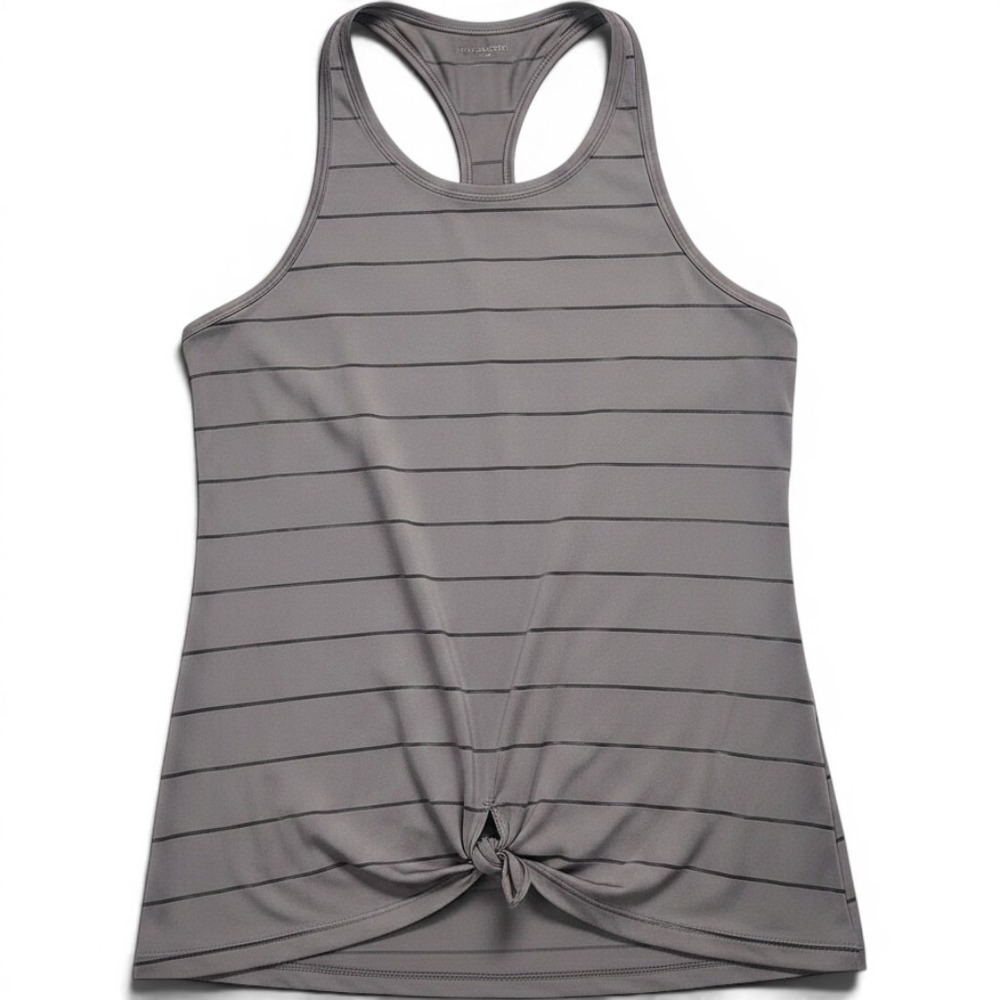 Athleta Essence Tie Back Tank Top Grey Striped Racerback Yoga Size‎ Small